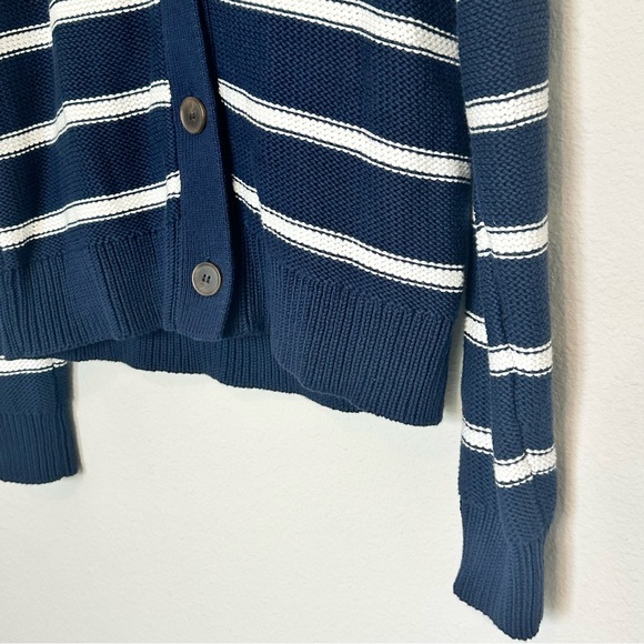 Caslon 100% Pima Cotton knit Button Cardigan Navy & White - Picture 4 of 10